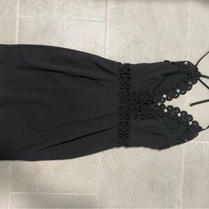 Elegant Black Lace Trim Dress